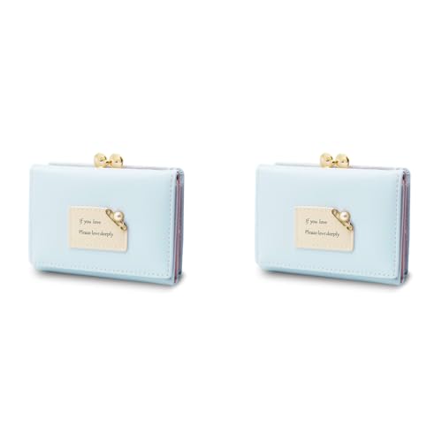 PALAY® Mini Wallet for Women PU Leather Small Card Holder Ladies Purse Hand Clutch Holder with Heart-Shaped Metal Buckle Mothers Day Gift for Mom(Blue) 2 PCS PALAY® Mini Wallet for Women PU Leather Small Card Holder Ladies Purse Hand Clutch Holder with Heart-Shaped Metal Buckle Mothers Day Gift for Mom(Blue) 2 PCS